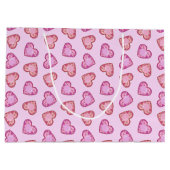 Grand Sac Cadeau Gemstone Hearts Cute Pink Valentines Day (Dos)