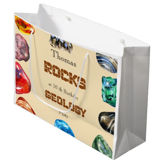 Grand Sac Cadeau Géologie fête d'anniversaire roche gemstone (Devant Angle)