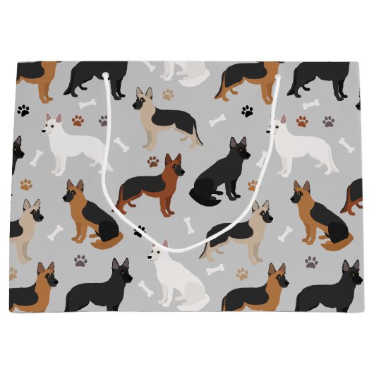 Grand Sac Cadeau German Shepherd Bones and Paws (Devant)