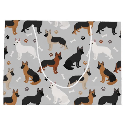 Grand Sac Cadeau German Shepherd Bones and Paws (Dos)