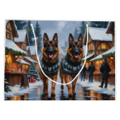 Grand Sac Cadeau German Shepherd Dogs Christmas Snow Holiday (Dos)