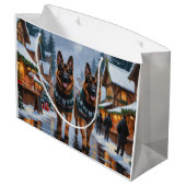 Grand Sac Cadeau German Shepherd Dogs Christmas Snow Holiday (Dos Angle)