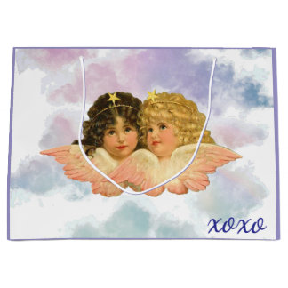 GRAND SAC CADEAU GIFT BAG TWIN ANGELS IN PASTELS 