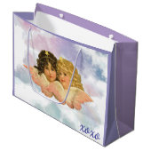 GRAND SAC CADEAU GIFT BAG TWIN ANGELS IN PASTELS  (Devant Angle)