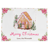 Grand Sac Cadeau Gingerbread House Pink Merry Christmas (Dos)