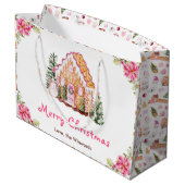 Grand Sac Cadeau Gingerbread House Pink Merry Christmas (Dos Angle)