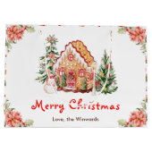 Grand Sac Cadeau Gingerbread House Red Merry Christmas (Dos)