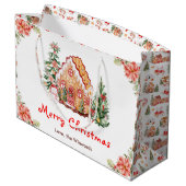 Grand Sac Cadeau Gingerbread House Red Merry Christmas (Dos Angle)