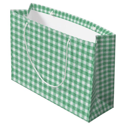 Grand Sac Cadeau Gingham vert menthe  (Dos Angle)