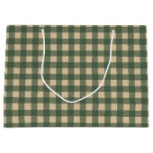 Grand Sac Cadeau Gingham Vert Rustique Campagne (Devant)