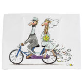 Grand Sac Cadeau girafes de couples de mariage (Devant)