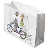 Grand Sac Cadeau girafes de couples de mariage (Dos Angle)