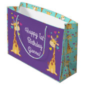 Grand Sac Cadeau Giraffe Anniversaire de enfant Party Cute (Dos Angle)
