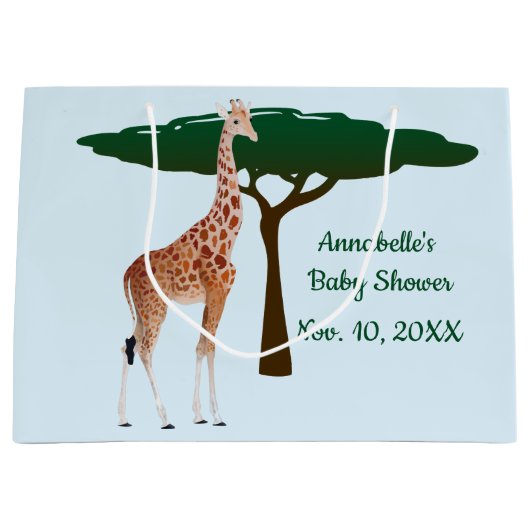 Grand Sac Cadeau Giraffe Sur La Savanna (Devant)