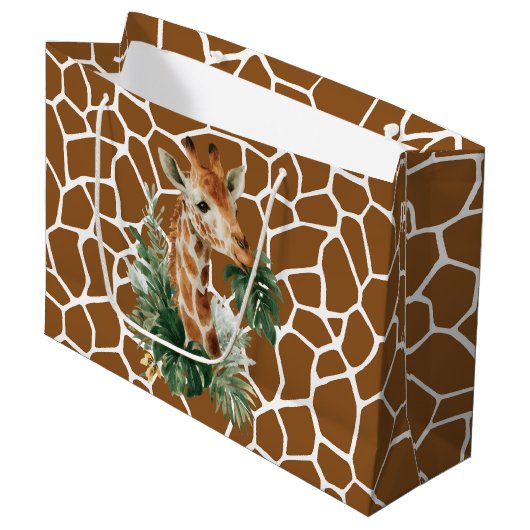 Grand Sac Cadeau Giraffe With Palms (Devant Angle)