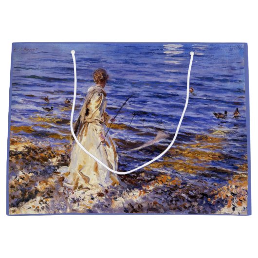 Grand Sac Cadeau Girl Fishing (par John Singer Sargent) (Devant)