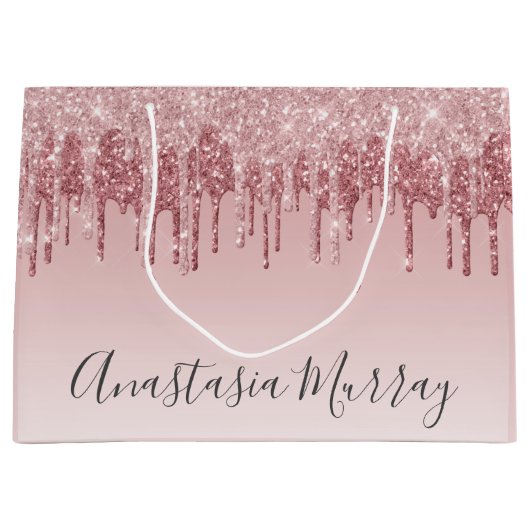 Grand Sac Cadeau Girly Glam Blush Rose Gold Parties scintillant Dri (Devant)