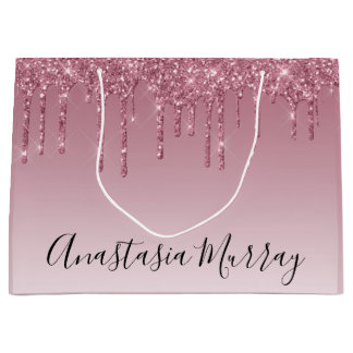 Grand Sac Cadeau Girly & Glam Purple Rose Gold Parties scintillant 