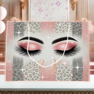 Grand Sac Cadeau Glam Rose Paillettes Cils Monogramme