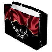 Grand Sac Cadeau Glam rouge foncé Satin foncé Conception abstraite  (Dos Angle)