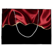 Grand Sac Cadeau Glam rouge foncé Satin foncé Design abstrait (Dos)