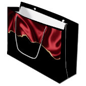 Grand Sac Cadeau Glam rouge foncé Satin foncé Design abstrait (Devant Angle)