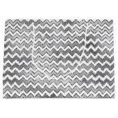 Grand Sac Cadeau Glam Silver White Zigzag Stripes (Devant)