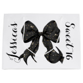 Grand Sac Cadeau Glamour Coquette Noir/Or Bow (Devant)