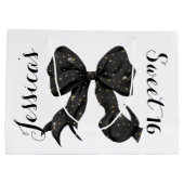 Grand Sac Cadeau Glamour Coquette Noir/Or Bow (Dos)