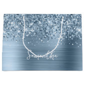 Grand Sac Cadeau Glittery Light Blue Glam Name (Devant)