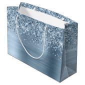 Grand Sac Cadeau Glittery Light Blue Glam Name (Dos Angle)