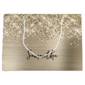 Grand Sac Cadeau Glittery Pale Gold Glam Name (Devant)