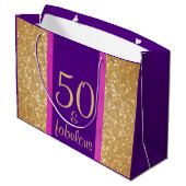 Grand Sac Cadeau Glittery Purple & Pink 50 & Fabuleux 50e anniversa (Dos Angle)