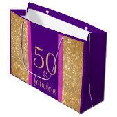Grand Sac Cadeau Glittery Purple & Pink 50 & Fabuleux 50e anniversa (Devant Angle)