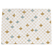 Grand Sac Cadeau Glitzy Mermaid Blue Gold Sparkle (Devant)
