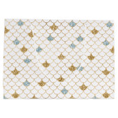 Grand Sac Cadeau Glitzy Mermaid Blue Gold Sparkle (Dos)