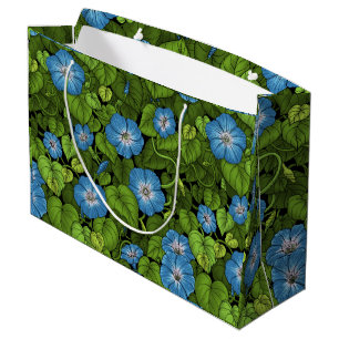 Grand Sac Cadeau Gloire du matin en bleu et vert