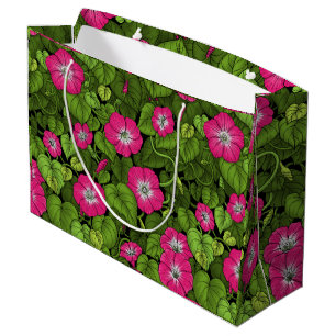 Grand Sac Cadeau Gloire du matin en rose et vert