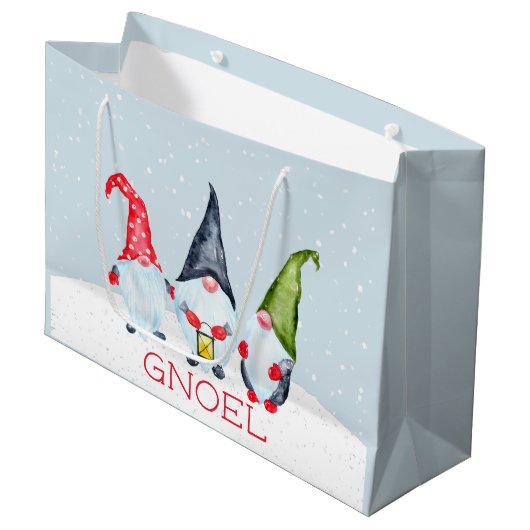Grand Sac Cadeau Gnoel Christmas Gnomes (Devant Angle)