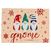 Grand Sac Cadeau Gnome de Noël Hygge pour les fêtes de neige (Dos)