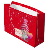 Grand Sac Cadeau Gnome in love with rainbow heart (Dos Angle)