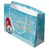 Grand Sac Cadeau Gnome mignonne Snowflakes (Dos Angle)