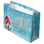 Grand Sac Cadeau Gnome mignonne Snowflakes (Devant Angle)