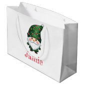 Grand Sac Cadeau Gnome Pour Les Vacances Drôle & Adorable Noël (Dos Angle)
