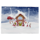 Grand Sac Cadeau Gnome rouge et blanc pour les fêtes (Dos)