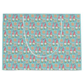 Grand Sac Cadeau Gnome Turquoise moderne en amour (Devant)