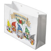 Grand Sac Cadeau Gnomes de Noël (Devant Angle)