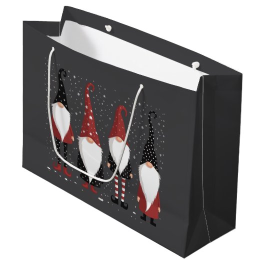 Grand Sac Cadeau Gnomies Lover Funny Gnome Noël (Devant Angle)