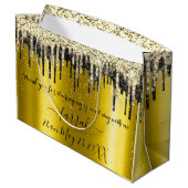 Grand Sac Cadeau Gold Black Drips Favoriser Mariage Faveur (Dos Angle)