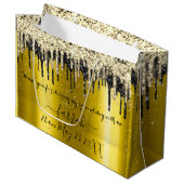 Grand Sac Cadeau Gold Black Drips Favoriser Mariage Faveur (Devant Angle)